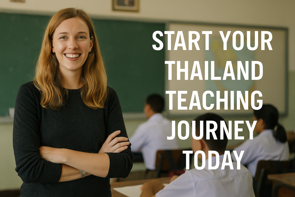 Banner encouraging teachers to start teaching English in Thailand