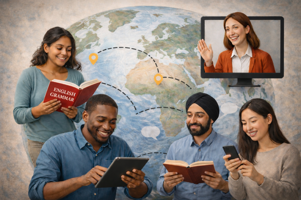 People engaging with educational materials.
