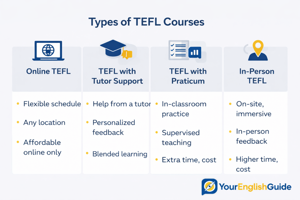 Types of TEFL courses compared