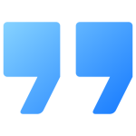 Stylized blue quotation marks symbol