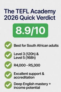The TEFL Academy Review 2026: Honest Review + Is It Worth It? The TEFL Academy 2026 Quick Verdict 8.9 of 10 Rating
